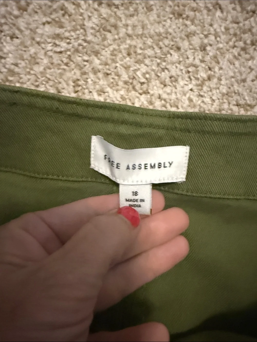 Free Assembly Green Utility Denim Twill Skirt Side Zip